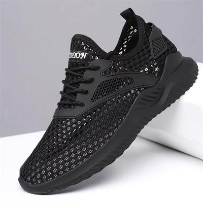 Trend jednolity kolor casualowe męskie buty męskie oddychające buty sportowe lato nowe buty do biegania sznurowane buty z siatki