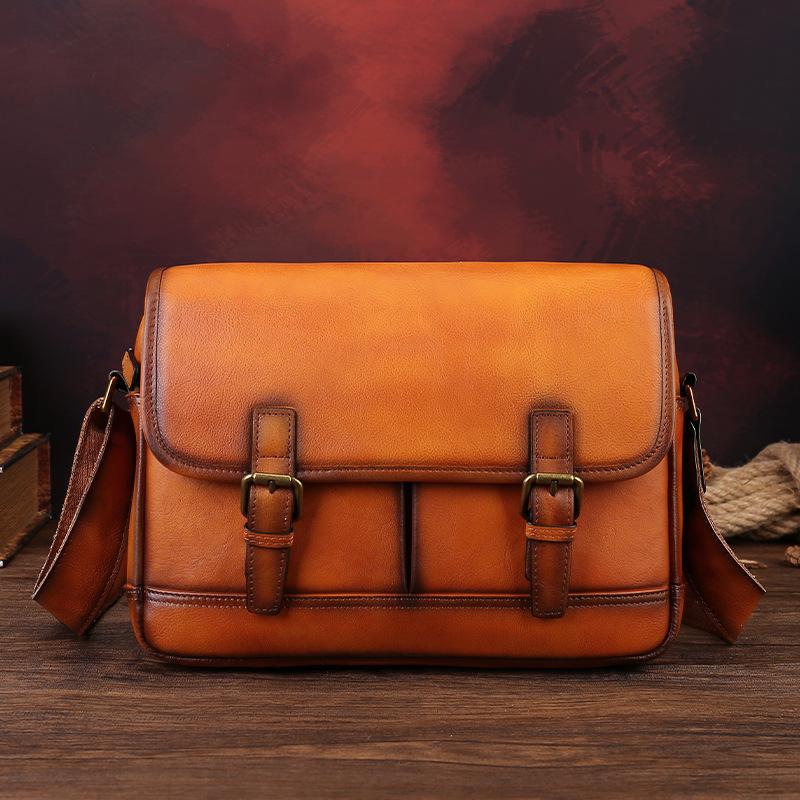 Men s Genuine Leather Casual Messenger Bag – Large Capacity Crossbody Shoulder Bag