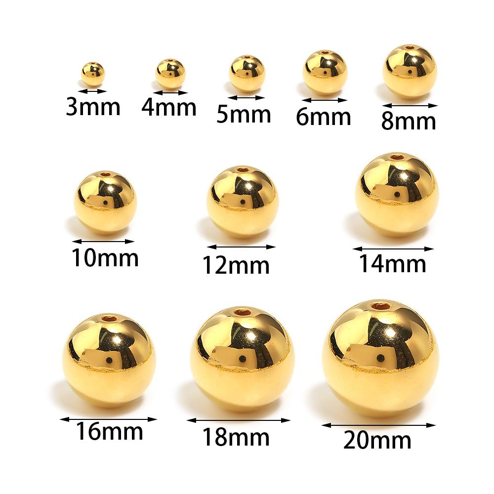 10-1000pcs ABS Imitation Pearl Beads 3-20mm Gold Round Loose Spacer Beads For DIY Jewelry Making Bracelet Necklace Acessories
