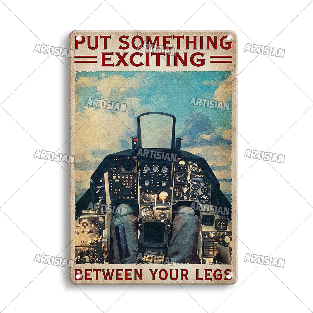 Artisian Flying Metal Sign Pilot Tin Poster Flight Attendant Decorative Plate Wall Decor Garage Bar Pub Club Hotel Cafe Kitchen