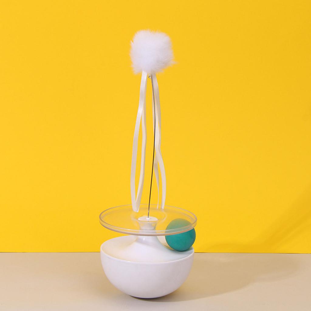 Katze Selbstbeschäftigung Teaserstab Langeweileabbau Interaktiver Katzen-Teaserstab Ballspielzeug für Drinnen Weiß