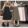 Chic Summer Pleated A-Line Skirt - Plus Size, Age-Reducing, Solid Color, Mid-Length