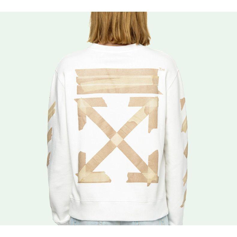 Off-White Tape Arrows Slim Crewneck White/Beige Men Tops OMBA025R20E300020148