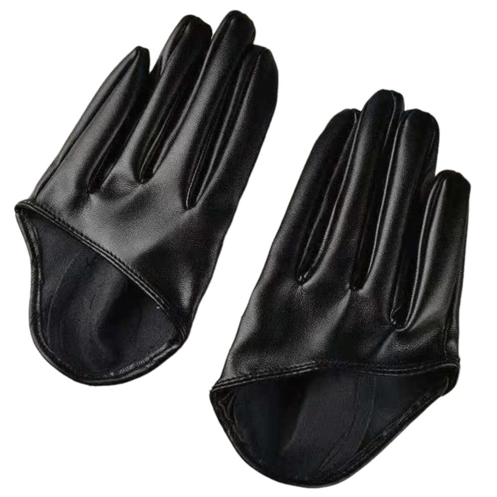 PU-Leder Halbfingerhandschuhe Fingerlose Lacklederhandschuhe Persönlichkeit Fünf-Finger-Fäustlinge Damen