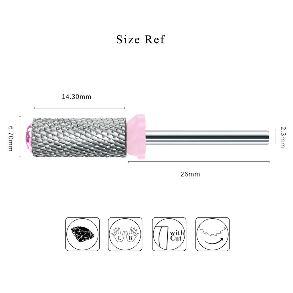 Carbide Nail Drill Bits Barrel Milling Cutter for Manicure Rhinestone Decor Grinding Head Rotary Electric Nail Files Accessory