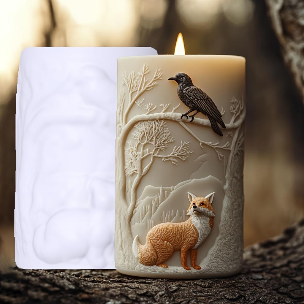 Lumânare Aromaterapie Vulpe Corbul Sfânt Matriță Silicon DIY Pasăre Norocoasă Vulpe Lumânare Rășină Gips Argilă Vulpe și Corbul Relief Matrițe Beton