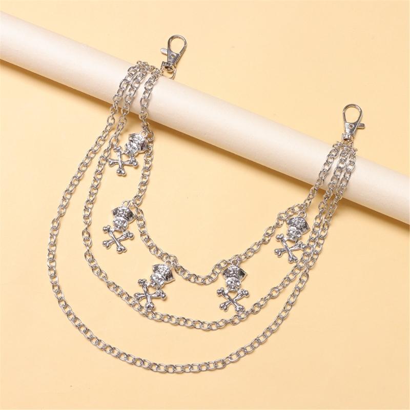 Punk Style Skull Jeans Chain Skull Charm Edgy Gothic Metal Waist Accessory For Women Girls