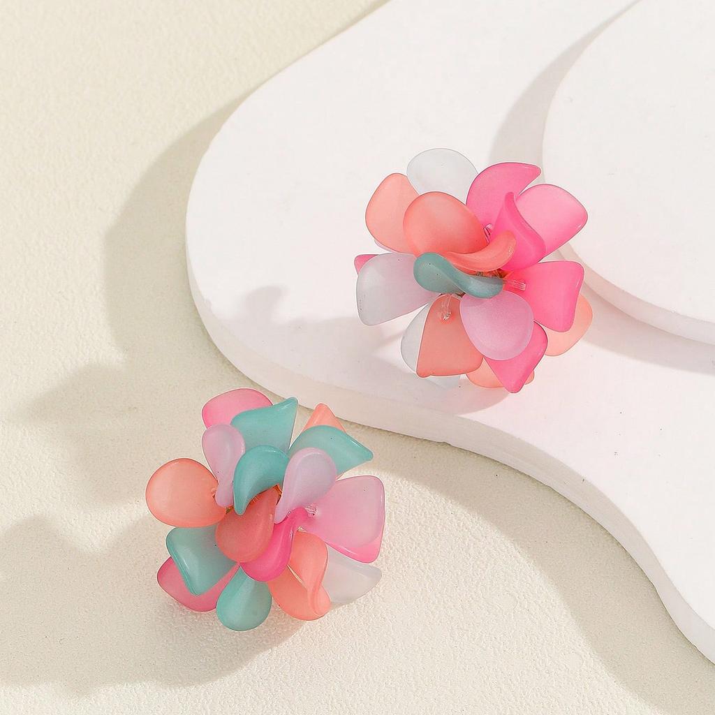 Summer Acrylic Petals Perfect For Casual Attire Dangle Earrings - Colorful Earrings popular Floral Heart Boho-Chic fashion