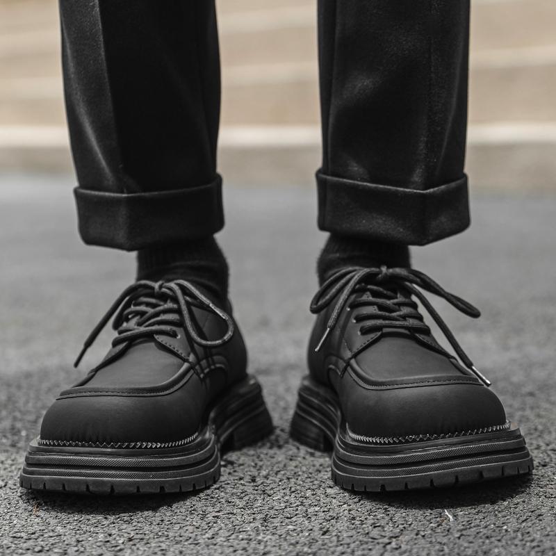 Fashion Trendy men's round toe leather shoes Luxury and high-quality Party Outdoor Leisure Activities Daily Office Height Raising Shoe