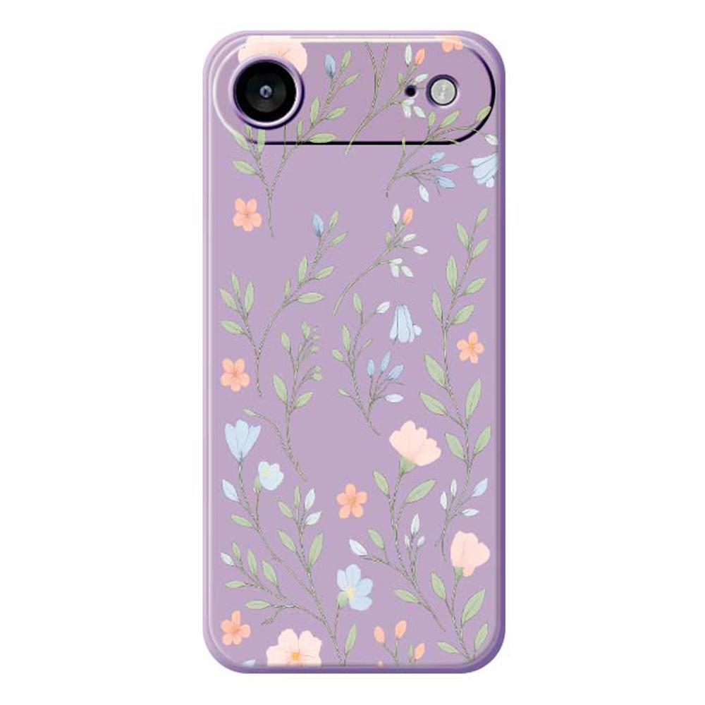 For iPhone 17 Air Case Pink Blue Flowers Pattern Printing Straight Edge TPU Phone Back Cover