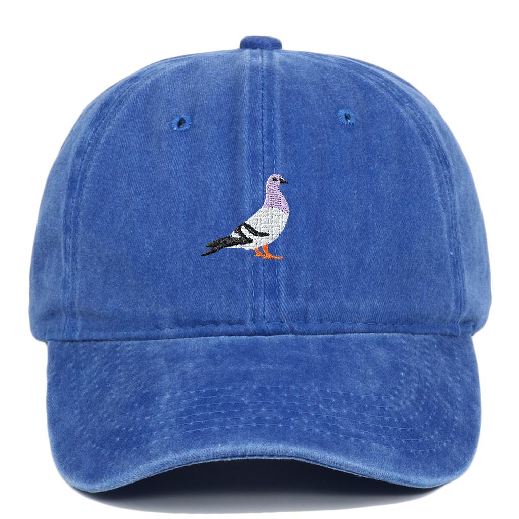2024 Spring New Pigeon Embroidery Washed Sunscreen Sun Cap Men's and Women's Outdoor Sports Fishing Shade Baseball Cap