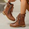 Martin Boots Autumn and Winter Flat Large Size Belt Buckle Low Heel Short Boots Women