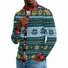 Men's Casual Long Sleeve Shirt with Christmas Print for Holiday Party and Fall
