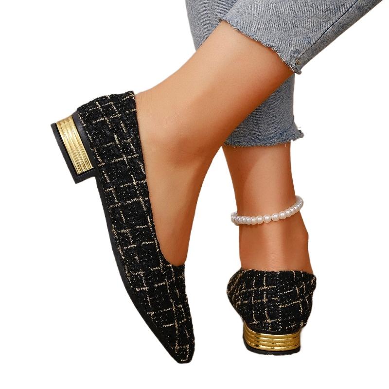 Fashion Shoes Female 2025 Basic Slip On Women's High Heels Pointed Toe Low Heel Shallow Pumps for Fashion Plus Size Office & Career