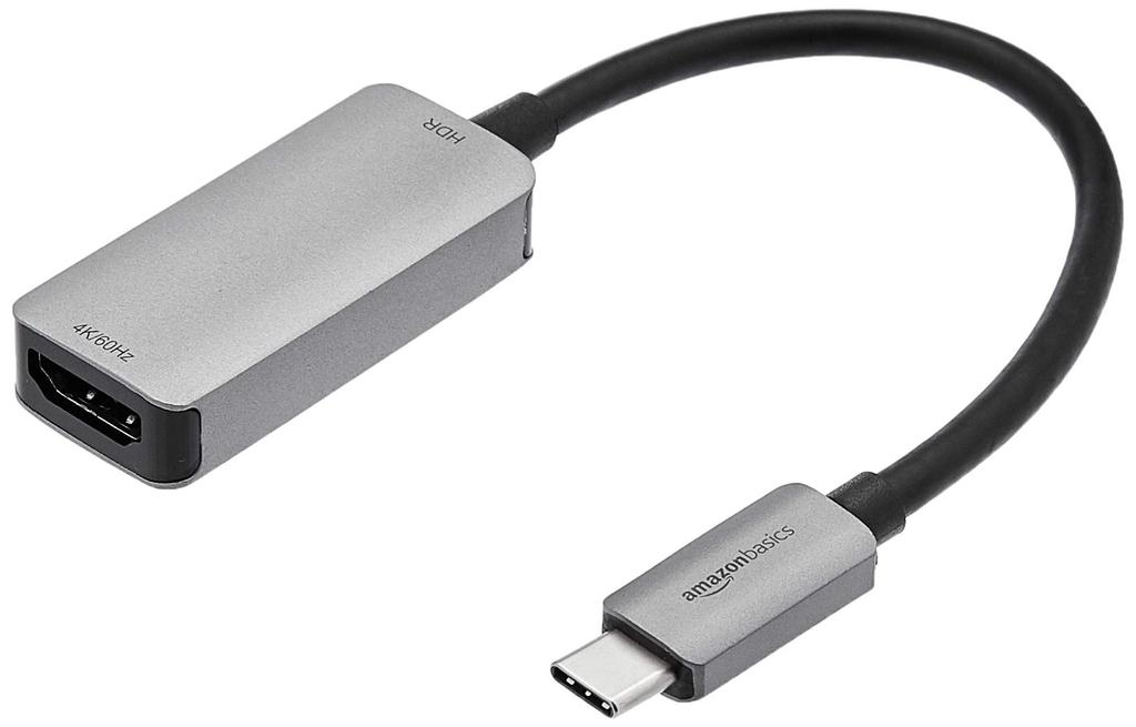 Amazon Basics USB-C 3.1 Male To HDMI Female Adapter, 4K@60Hz, 4.3 X 3.7 X 1.1cm, Gray