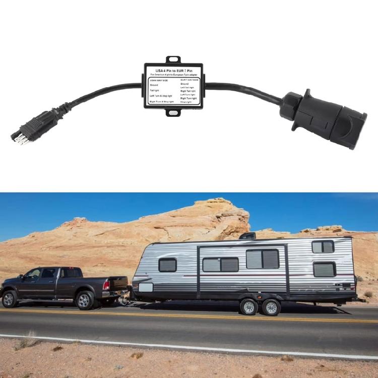 4 Pin to 7 Pin Converter Adapter for Stable Trailer Lighting System Enhanced Driving Safety Secure Brake Light Function