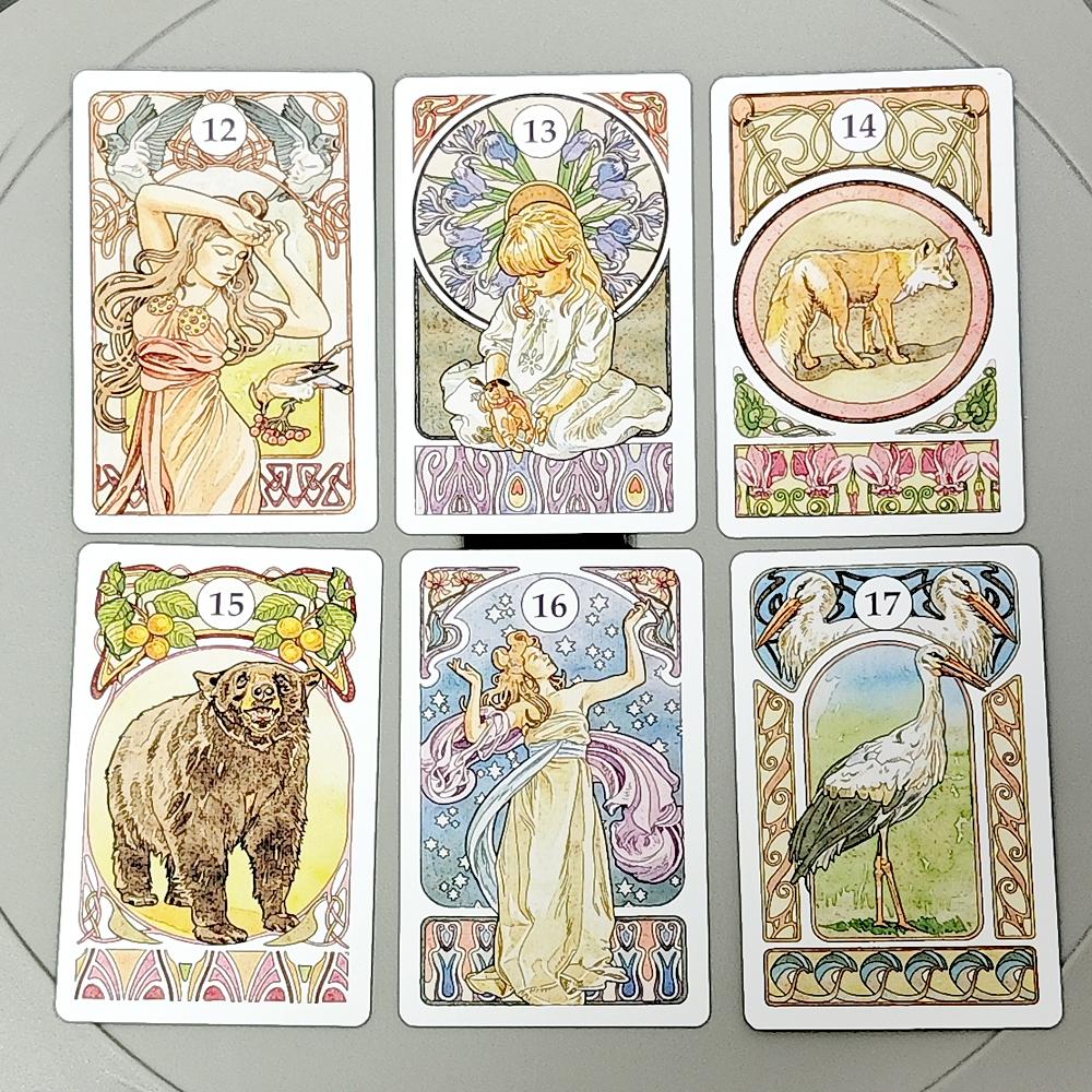 9*6cm Art Nouveau Lenormand Deck Oracle 36 Pcs Lenormand Cards In Perfect Art Nouveau Style