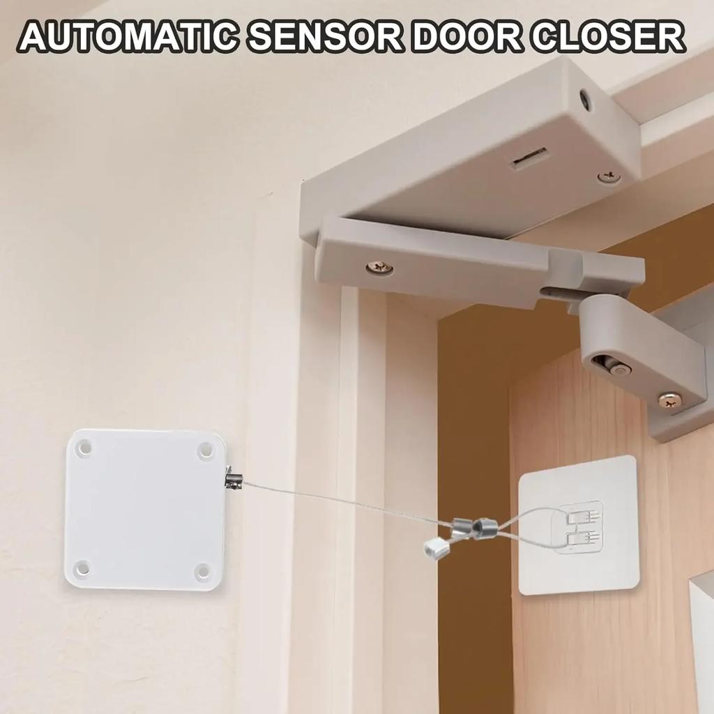 Automatic Door Closer Punch-free 500g-1000g Wire Rope Retractable Automatic Recovery Coil Closing Device Furniture Hardware Tool