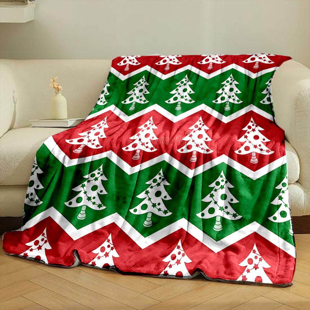 Zigzag Christmas Tree Pattern Print Blanket Soft and Cozy Perfect for the Living Room Bed Sofa or a Nap,gift