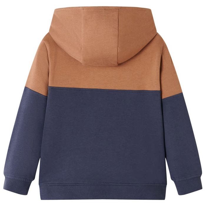 Sweat à capuche enfants demi-fermeture éclair anthracite et cognac 92/104/116/128/140