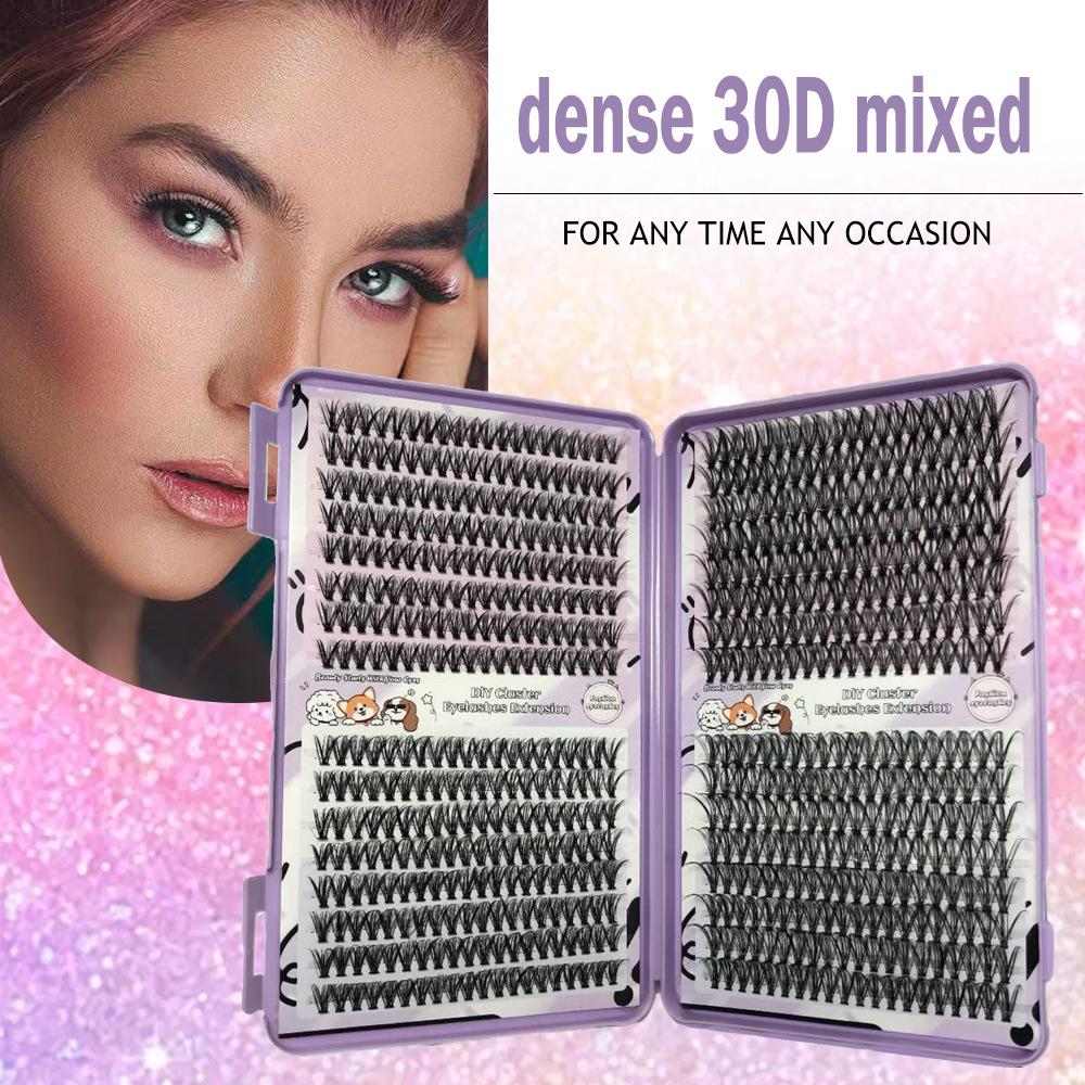 Natural-Look 30D Dense Ten-Row DIY Cluster False Eyelashes - Lightweight & Curled for Easy Grafting