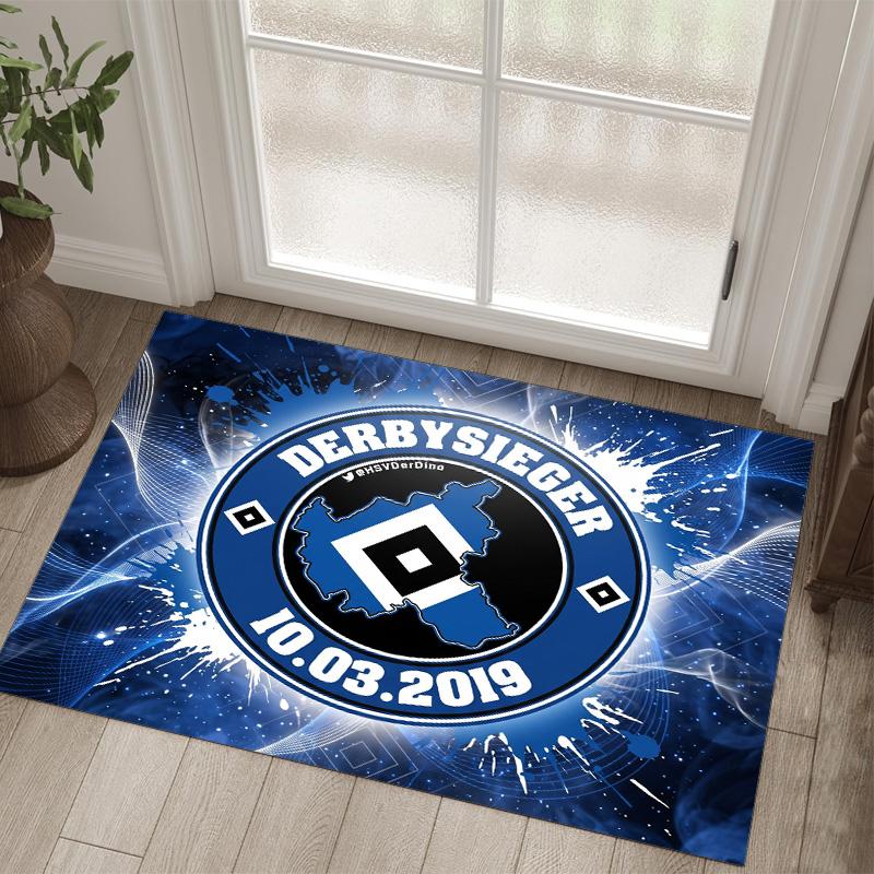Hamburger SV Football Design Crystal Velvet Carpet Cozy Non?Slip Printed Rug For Bedroom Living Room Entrance