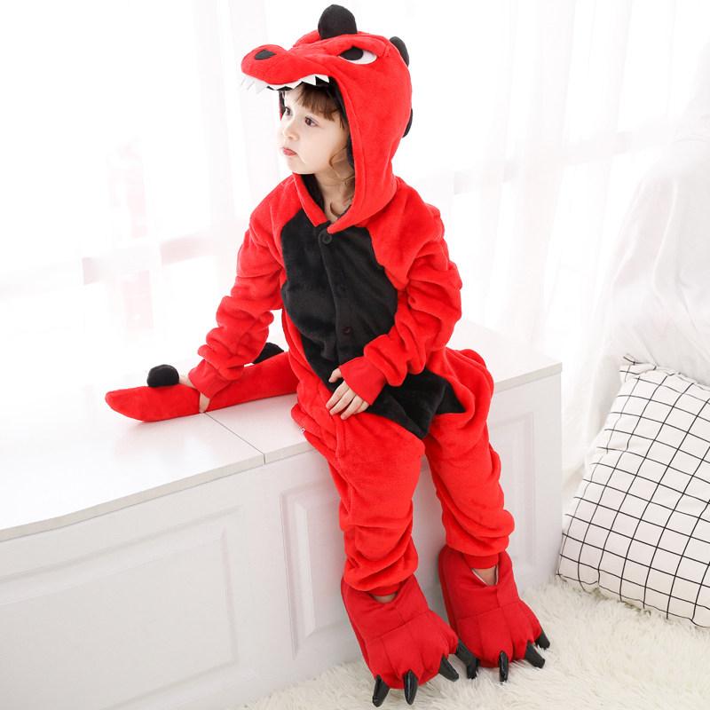 Dressfan Tuta Monopezzo Unisex Adulto Pigiama Drago Rosso – Costume Cosplay Halloween, Animale, Morbido Pile, Taglie S-XL