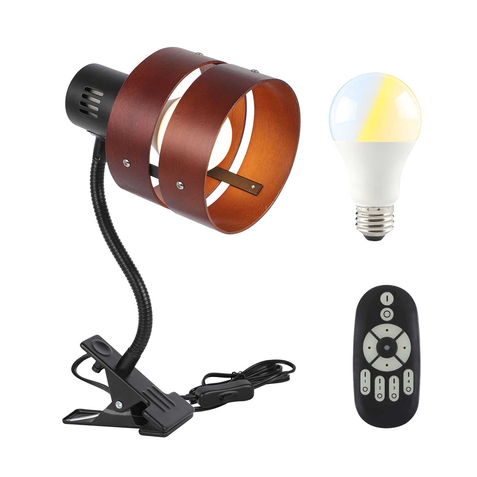 

Kyodo Lighting Clip-on Table Light GT-TD-C01B-9WT2-Y, Dimmable, Color-Changing 60W LED Bulb, 800lm, Remote Control, Flexible Arm, Adjustable Angle,