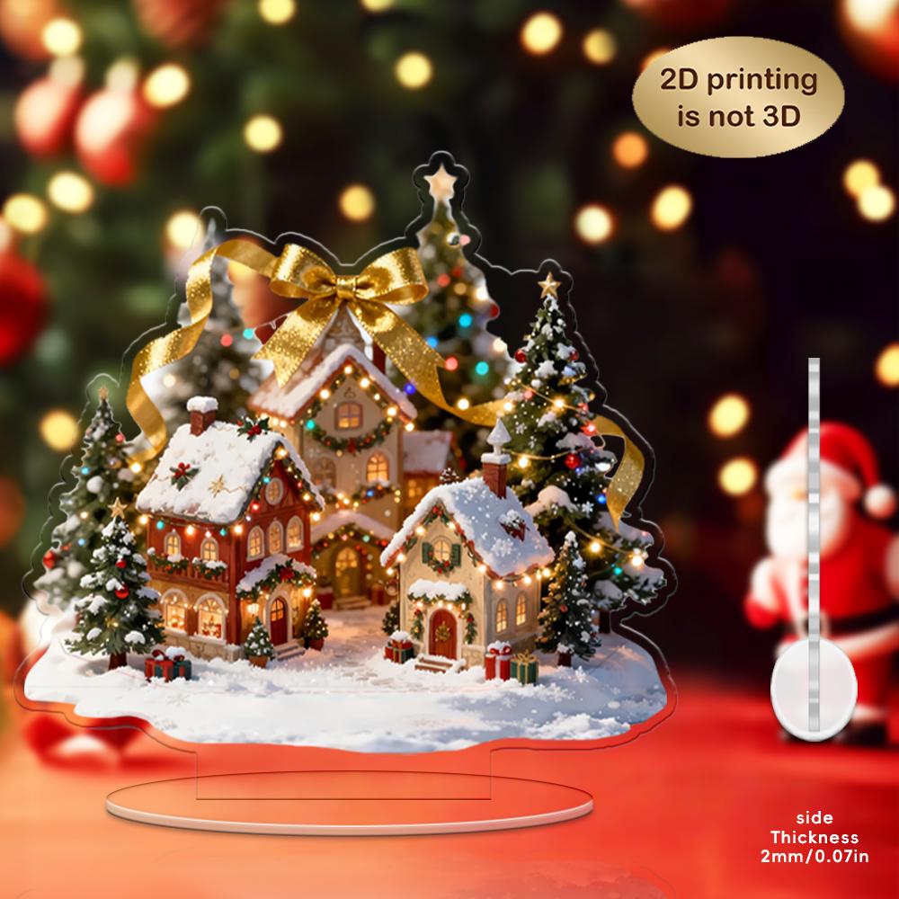 2D Vánoční stromeček Dům Sněžný Zlatá mašle Akrylové ozdoby Oblast Stolní dekorace Dárek - Vánoční téma Dekorace Dekorace