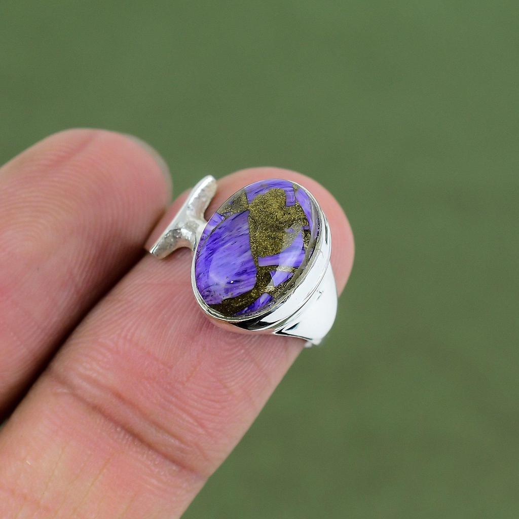Kupfer Charoit Ring 925 Sterling Silber Ringe Stilvoller Schmuck Echter Edelstein Ring Handgefertigter Design Ring Geschenk Für Ihn Erhältlich In Ringgröße