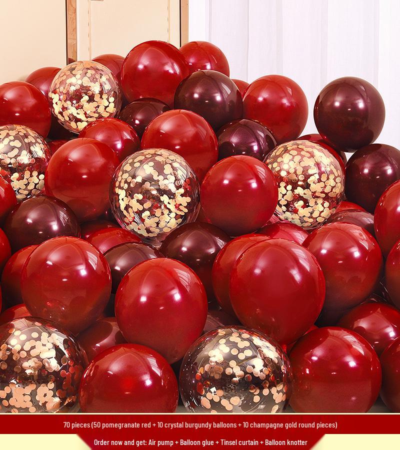 Red Wedding Balloons: Romantic Bedroom & Living Room Decor, Photo Props, Wedding Scene Setup
