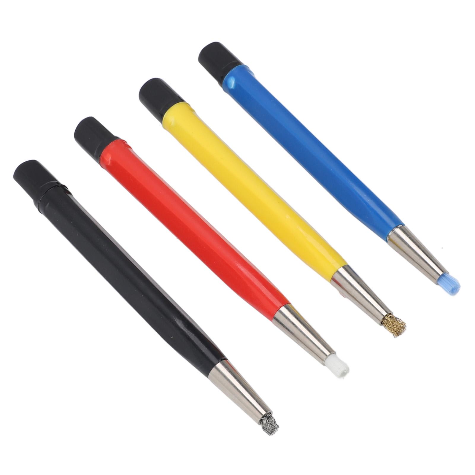 

4pcs Scratch Brush Pen Set Pen Style Prep Sanding Brush with Steel Brass Fiberglass Nylon Adjustable Tips for Jewelry