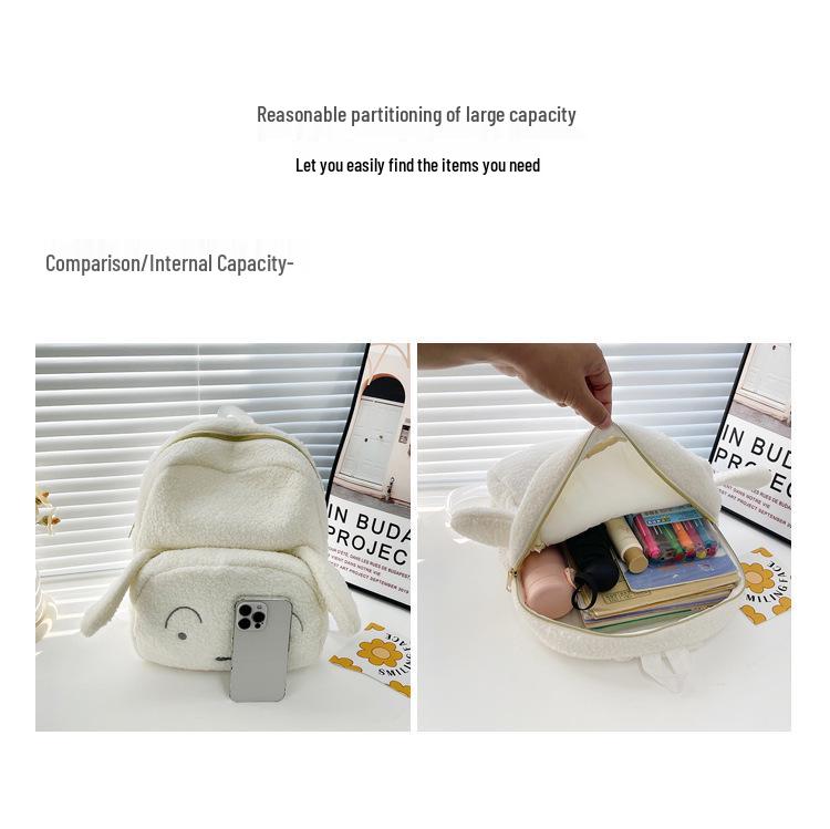 Quirky Hot Pink Lambswool Backpack - Youthful Women's Fashion & Student Bookbag