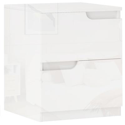 Nightstand, Side Table with Drawers, Particleboard, Stylish, White