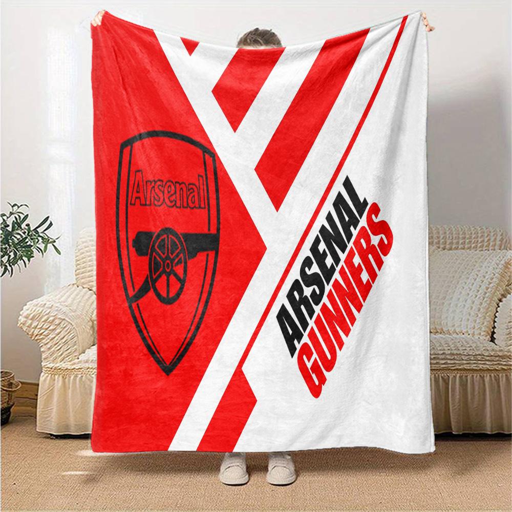 Coperta in Flanella con Stemma dell'Arsenal Football Club, Poliestere Morbido, Design Moderno, Per Tutte le Stagioni per Campeggio, Viaggi, Regali per Feste o Compleanni