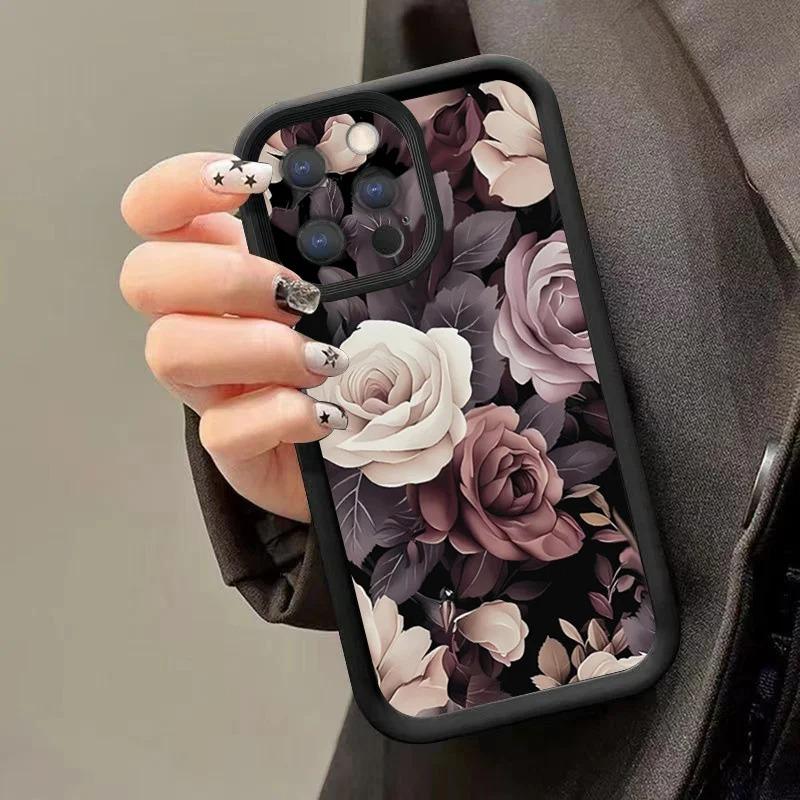 Floral Thickened Phone For Iphone 17 16pro 15pro14 13 12 11 12pro 13pro Max 14plus Silicone AntiFall Protective Cover