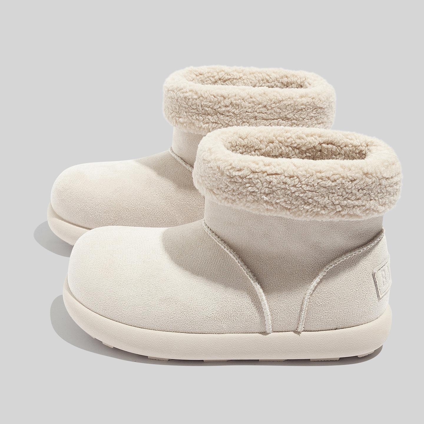 Round head velvet thickened snow boots 22 winter solid color casual warm short boots cotton shoes 35