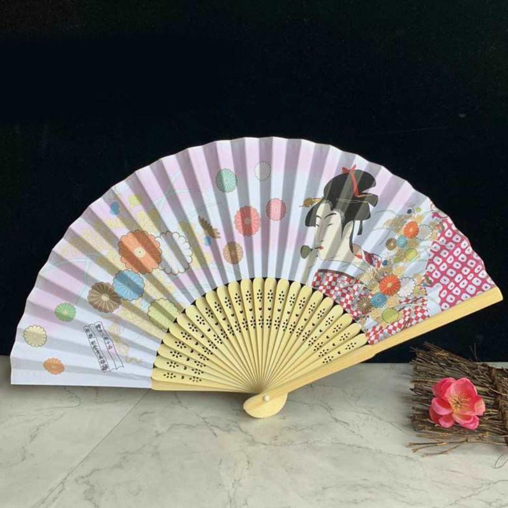 Vintage Japanese Style Folding Fan Paper Fan Props Fan Portable Dance Hand Fan  Home Decoration