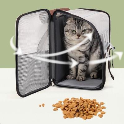 Large Capacity Pet Carrier Backpack Foldable Structure Adjustable Straps Cat Shoulder Bag Breathable Roller Shutter
