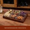 Japanse Stijl Gouden Rand Gehamerd Glas Serveerset met Bamboe Dienblad