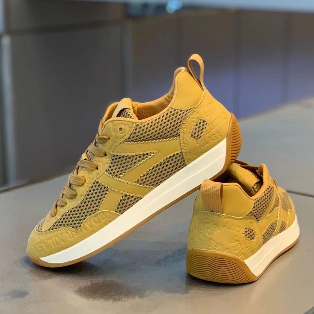 Frühling und Sommer Neue Herrenschuhe Modisch Weiche Sohle Leder Mesh-Nähte Atmungsaktiv Allround Bequem Lässig Trendig