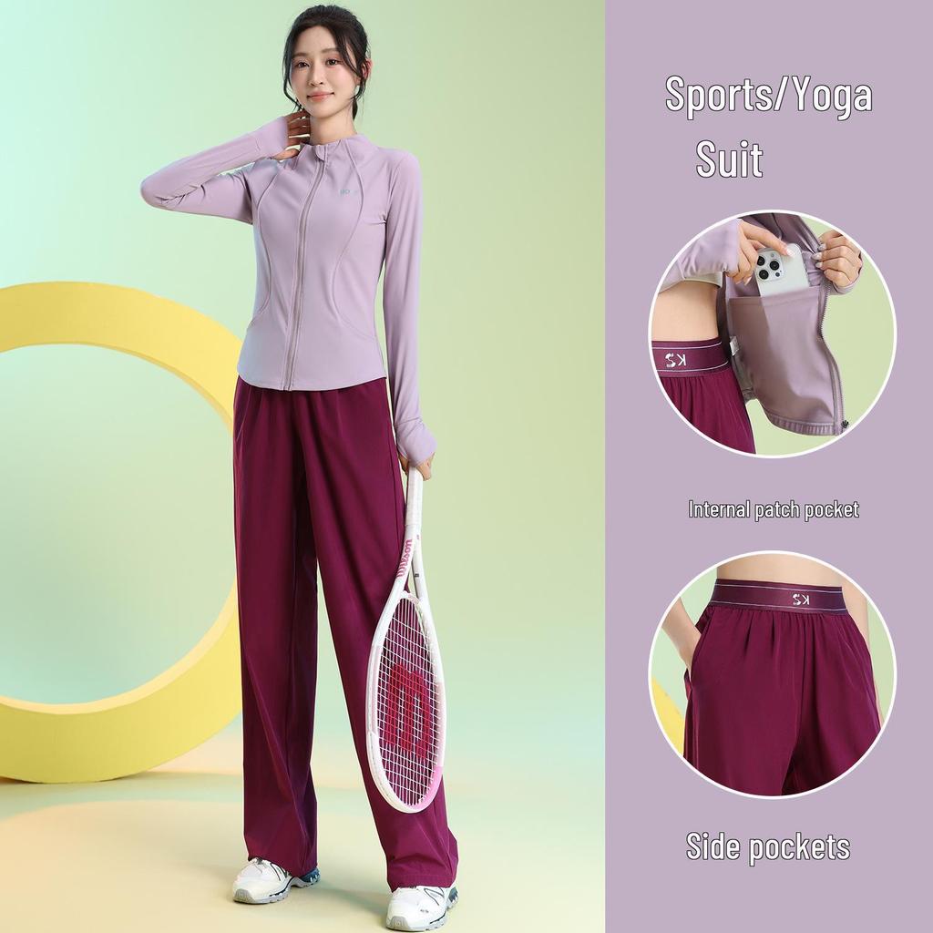 Women's Quick-Dry Long Sleeve Fitness Set for Badminton, Running, and Outdoor Sports - Autumn/Winter Collection