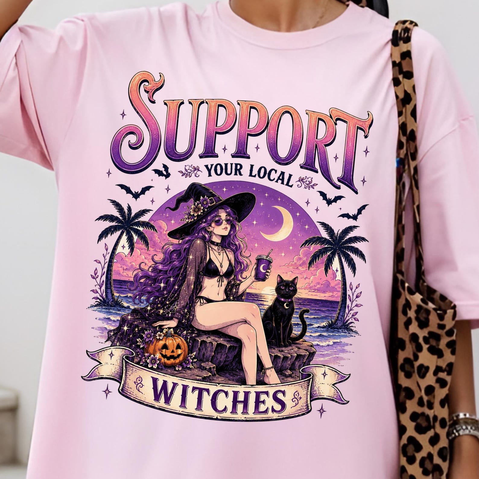 Funny Witch Shirt, Support Your Local Witches Shirt, Cute Summer Witch Shirt, Spooky Summer Shirt, Retro Spooky Witch Shirt XL