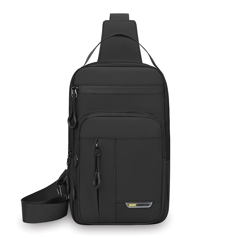 Multi-Layer Men's Chest Bag Handbag Solid Color Shoulder Bag