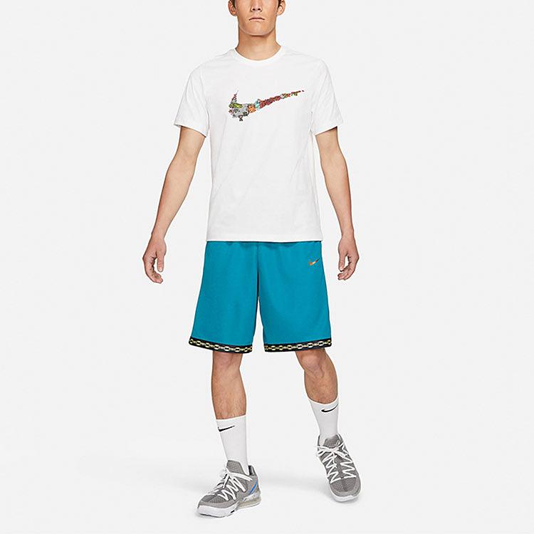 Nike Fun Logo Print Basketball Sports Round Neck Short Sleeve T-Shirt Men Tops White DD0796-100