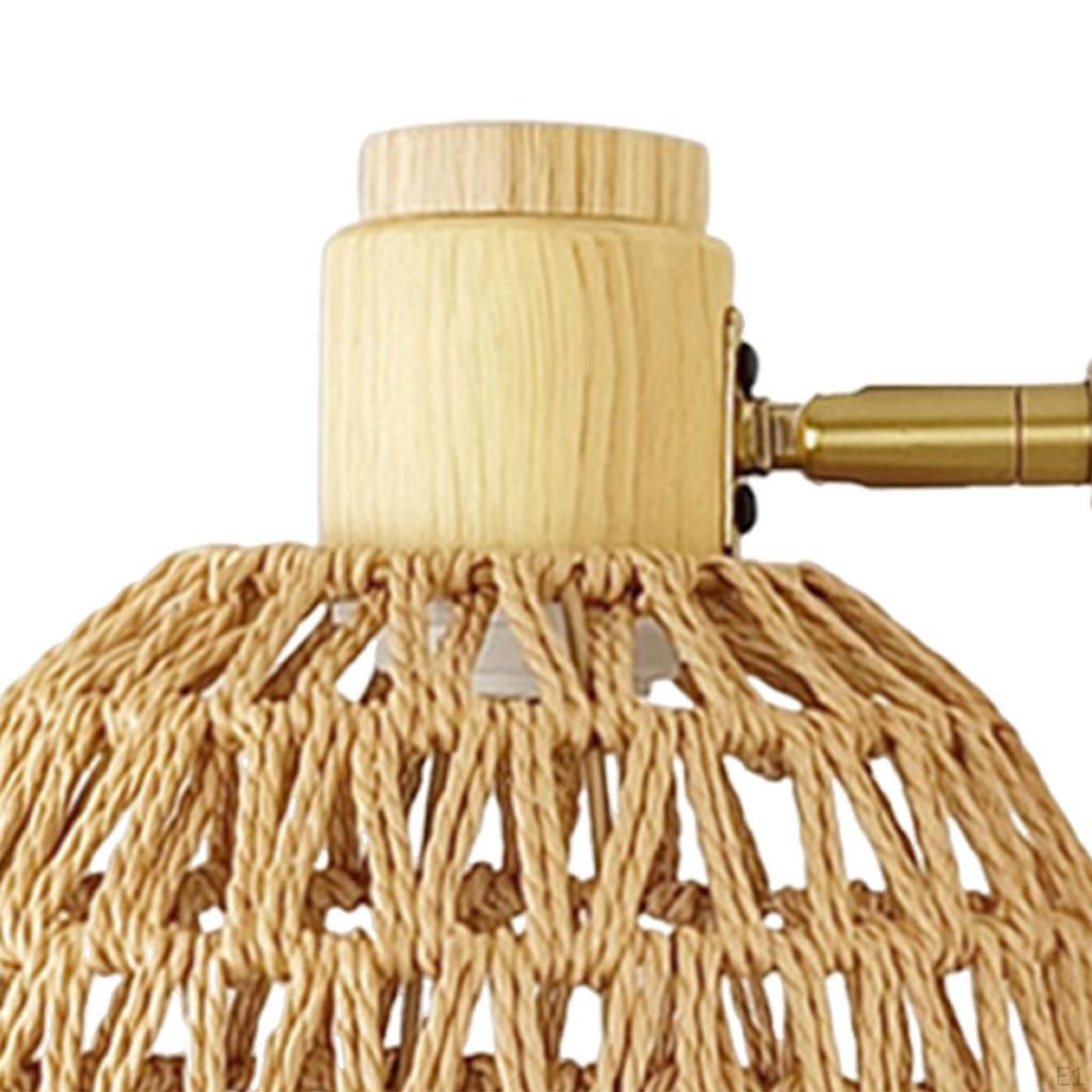 Woven Wall Sconce Light Fixture Lamp E26 Handwoven Lampshade Mounted with Switch for