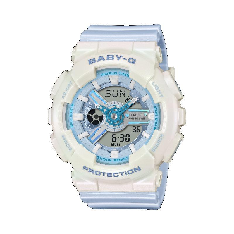 Casio Baby-G Women s Resin 100M Water Resistant Analog Shock Resistant Quartz Watch BA-110PD-2A синий