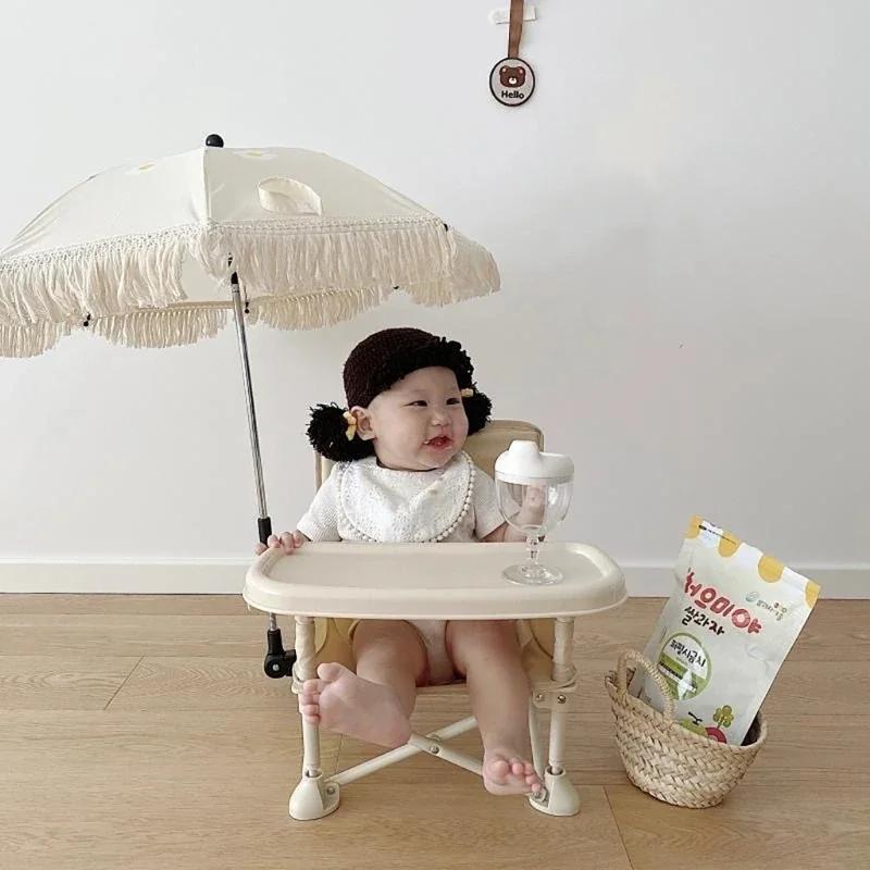 Tassels Children Outdoor Spring Outing Travel Camping Umbrella Baby Stroller Folding Chair Stand Photography Prop Dropship