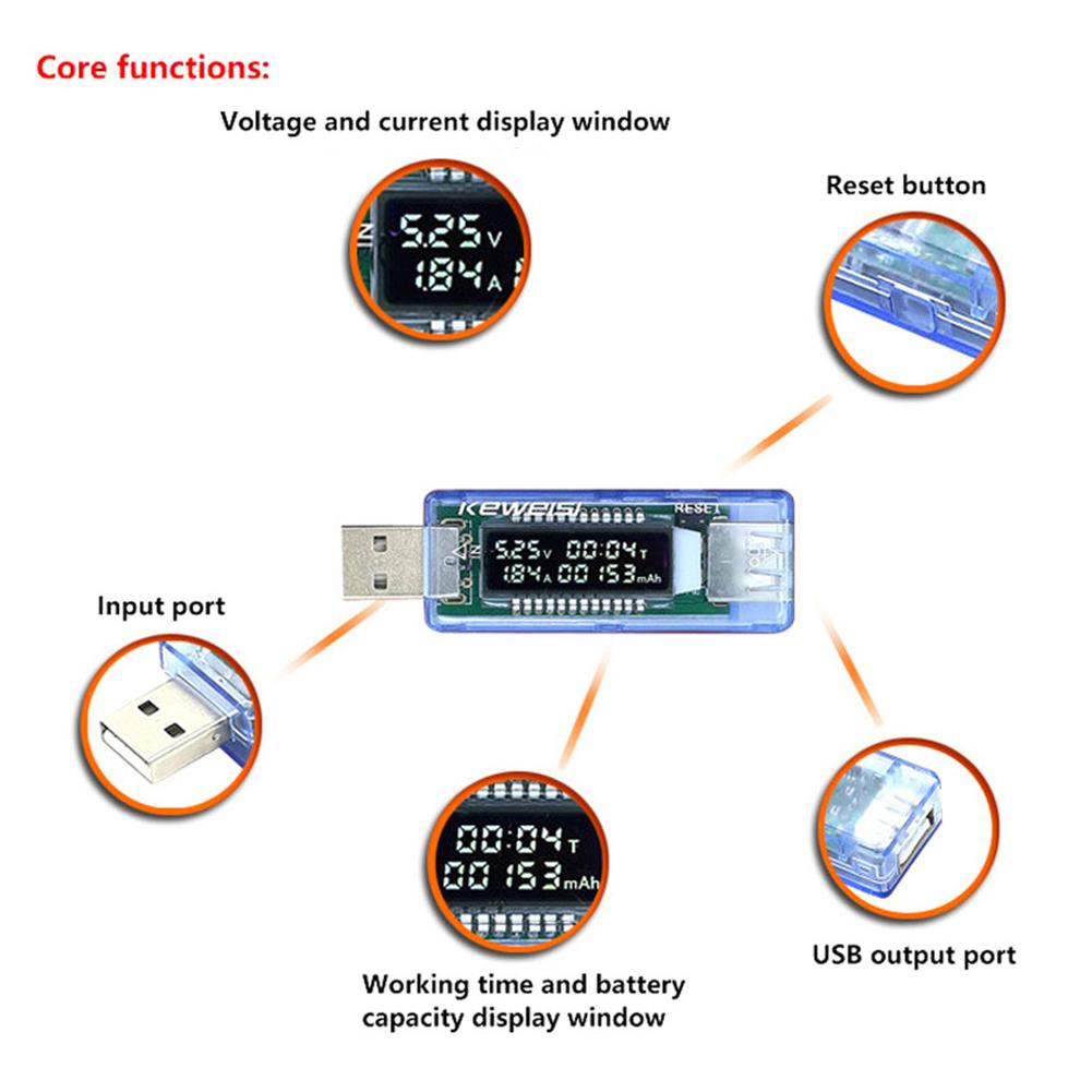 

USB Tester Current Voltage Charger Capacity Tester Current Voltage Meter Digital Display Mobile Power Detector Battery Test China Mainland