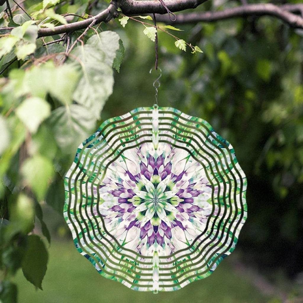 Green Mandala Christmas Ornament Metal Wind Chime Hanging Sculpture for Seasonal Winter Garden Decor Durable Outdoor Wind Chimes Battery Free